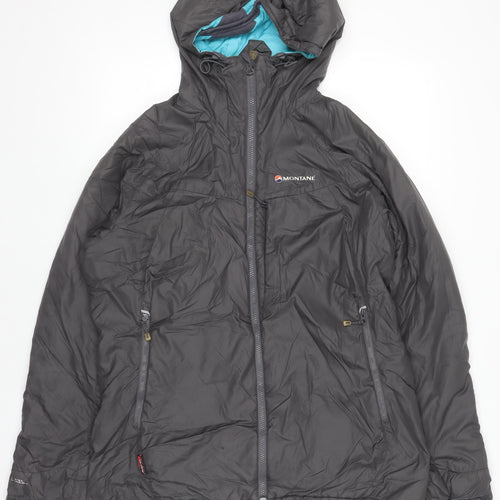 Montane Women's Grey Hooded Puffer Jacket Size 16 Windproof