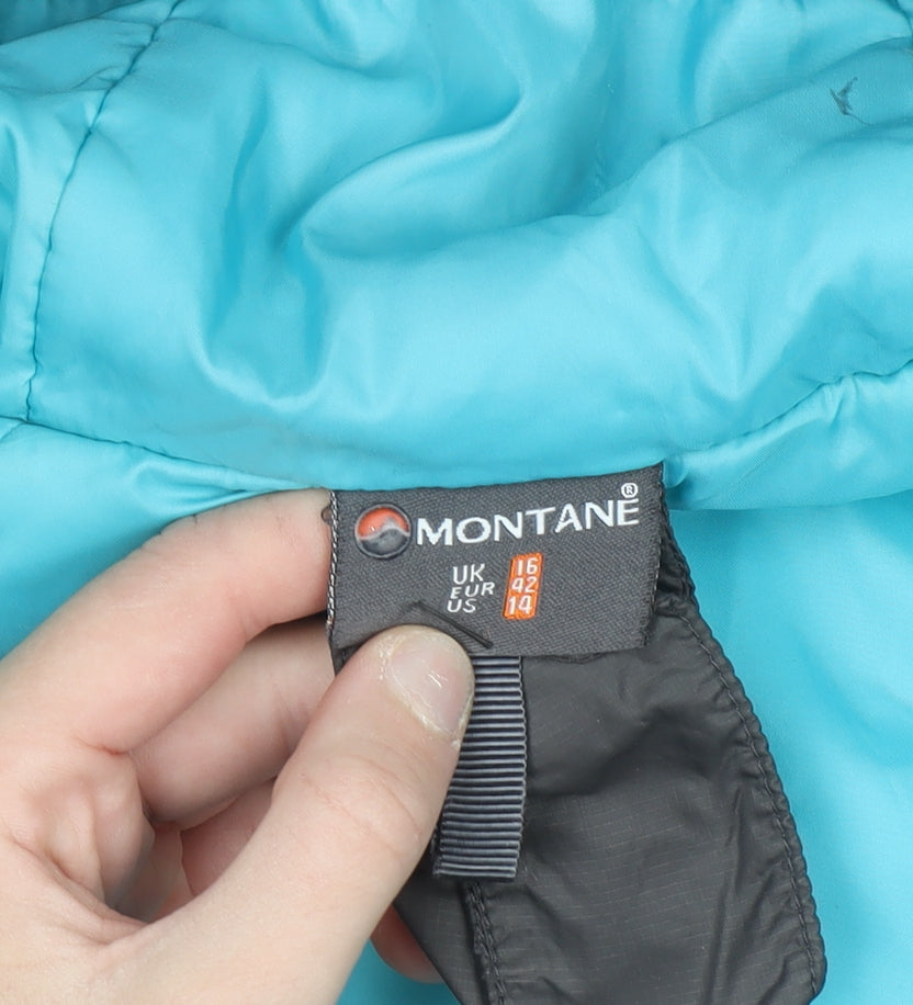 Montane Women's Grey Hooded Puffer Jacket Size 16 Windproof