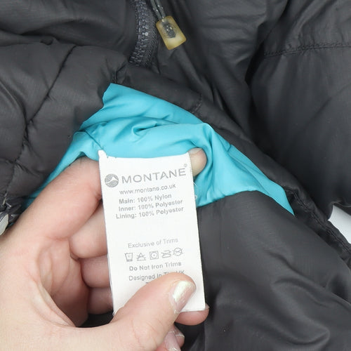 Montane Women's Grey Hooded Puffer Jacket Size 16 Windproof