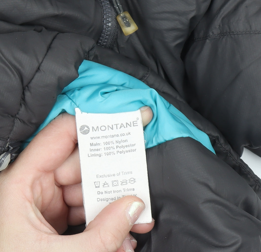 Montane Women's Grey Hooded Puffer Jacket Size 16 Windproof