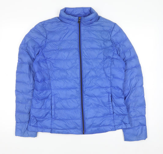 Marks and Spencer Women’s Blue Puffer Jacket UK 14 Zip Quilted Warm