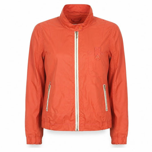 Front view of Oliver Spencer women’s orange cotton bomber jacket uk 10