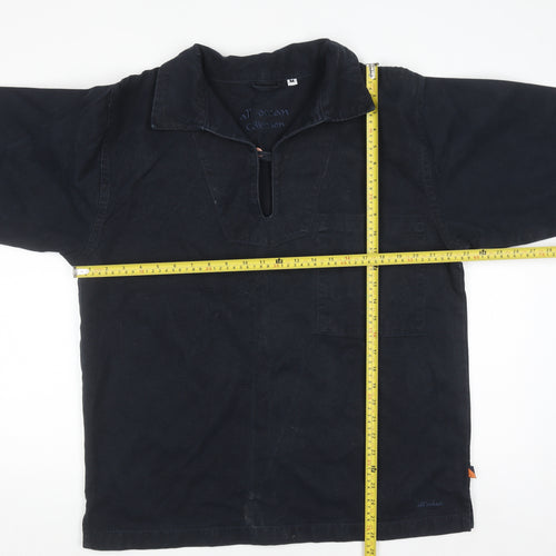 All Ocean Men's Blue Cotton Nautical Long Sleeve Shirt M