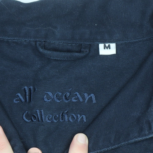 All Ocean Men's Blue Cotton Nautical Long Sleeve Shirt M