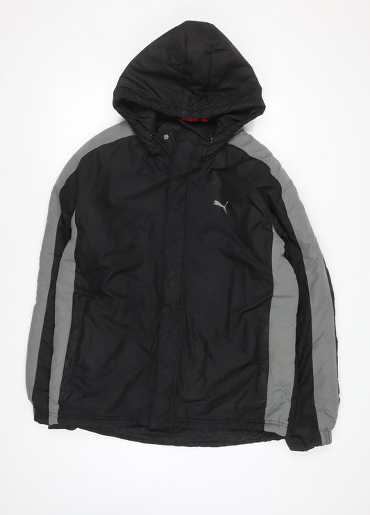 Puma Men's Black L Windbreaker Hooded Sports Jacket