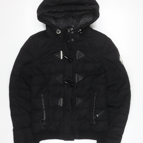 Superdry Women's Black Size 8 Toggle Puffer Hooded Jacket