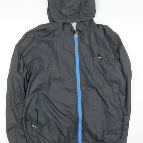 Lyle & Scott Men's Grey Hooded Windbreaker Jacket Size M