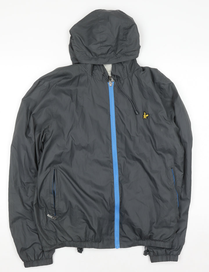 Lyle & Scott Men's Grey Hooded Windbreaker Jacket Size M
