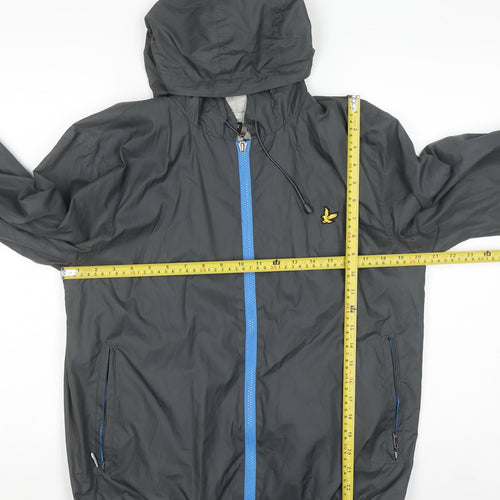 Lyle & Scott Men's Grey Hooded Windbreaker Jacket Size M