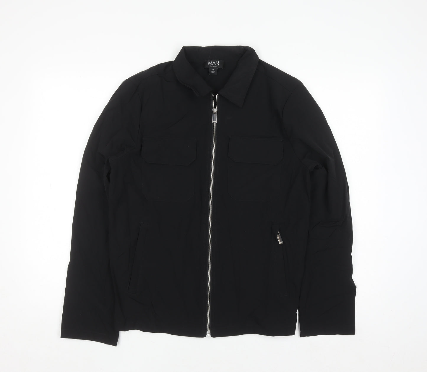 boohooMAN Men's Black XS Full Zip Lightweight Jacket