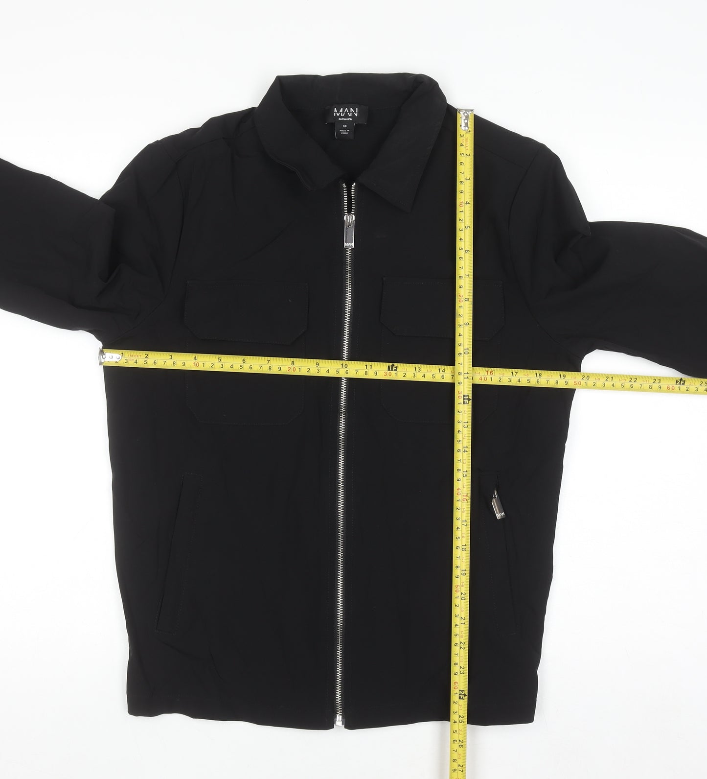 boohooMAN Men's Black XS Full Zip Lightweight Jacket