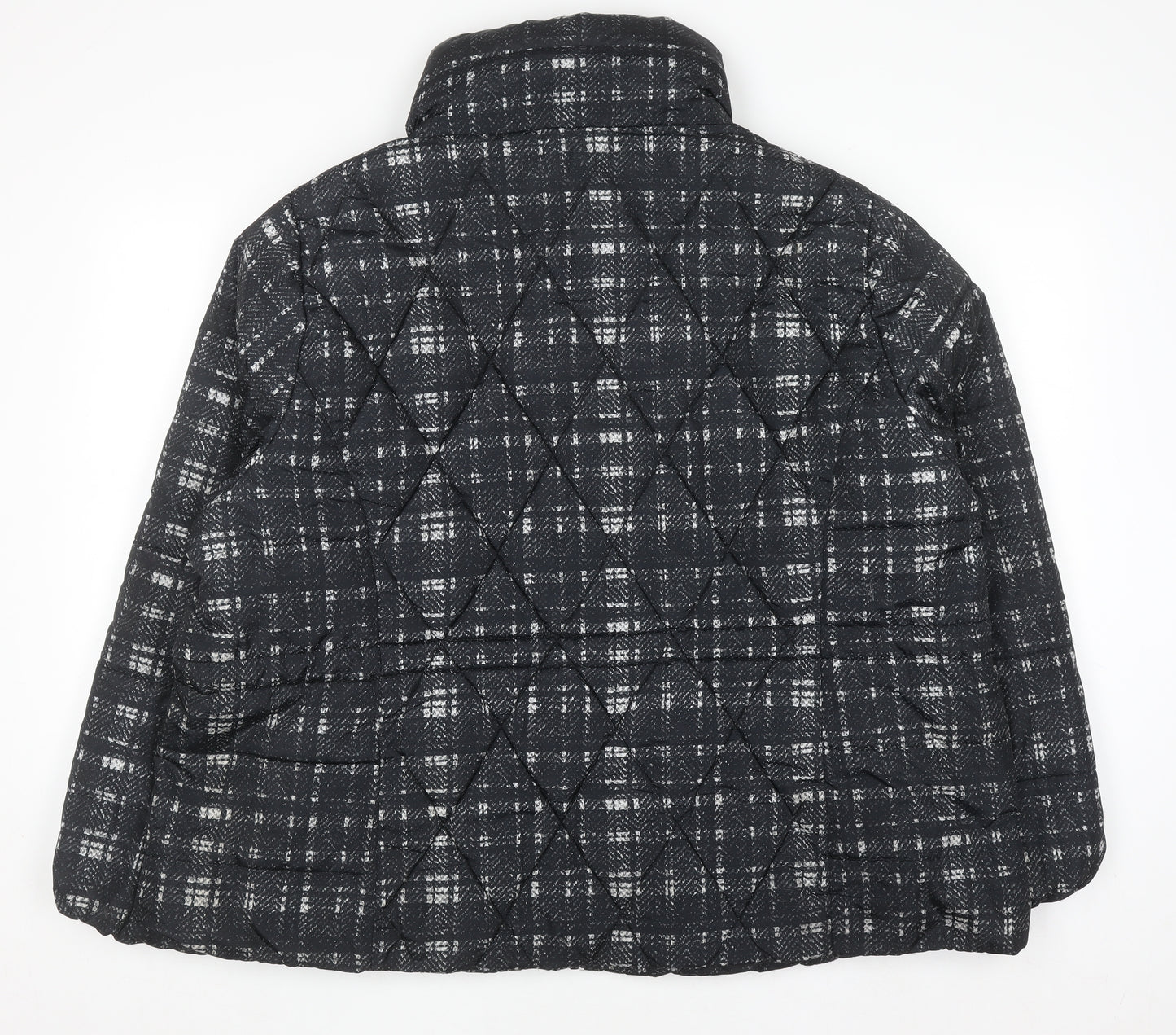 Marks and Spencer Women's Black Check Quilted Puffer Jacket Size 24