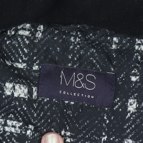 Marks and Spencer Women's Black Check Quilted Puffer Jacket Size 24
