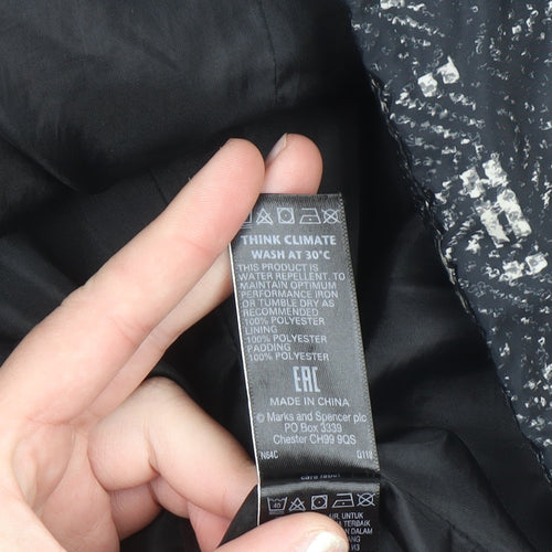 Marks and Spencer Women's Black Check Quilted Puffer Jacket Size 24