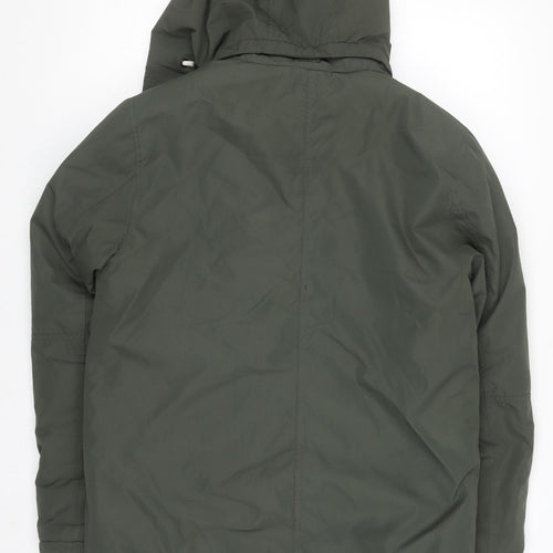 H&M Girls Green Hooded Parka Coat 13-14 Years Polyester Lined Winter Jacket