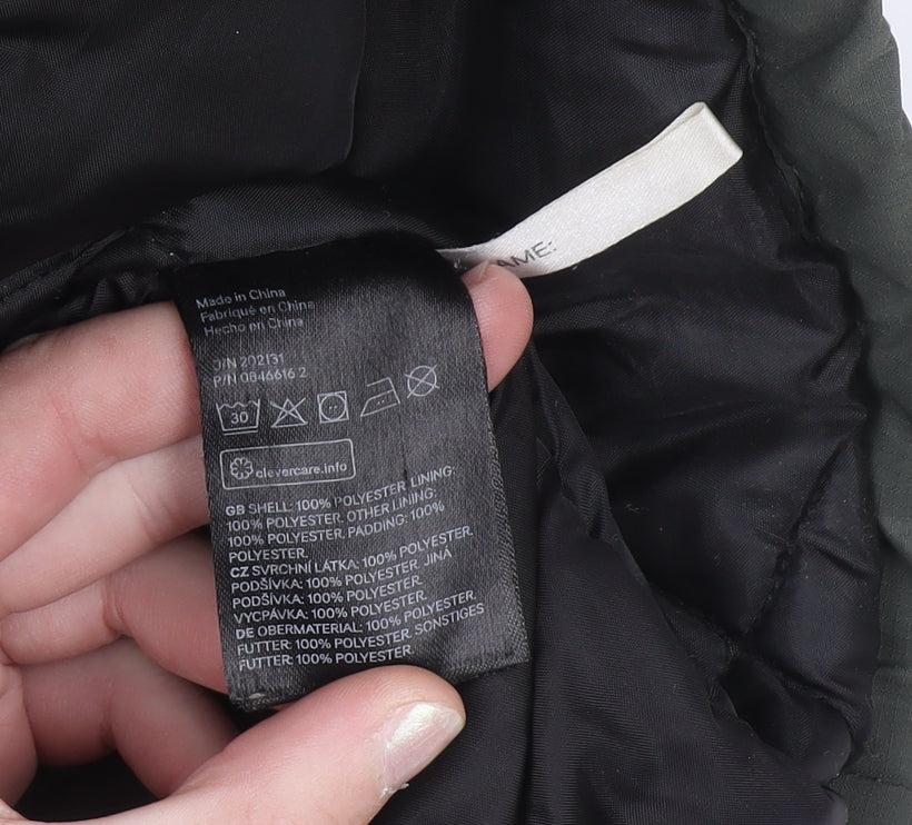 H&M Girls Green Hooded Parka Coat 13-14 Years Polyester Lined Winter Jacket