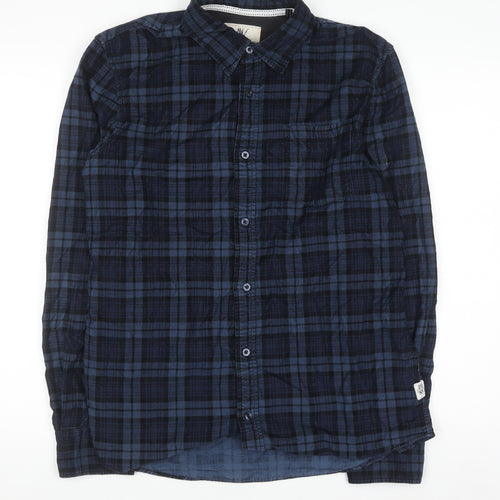 Nevada Men's Blue Check Long Sleeve Cotton Button-Up Shirt Size M