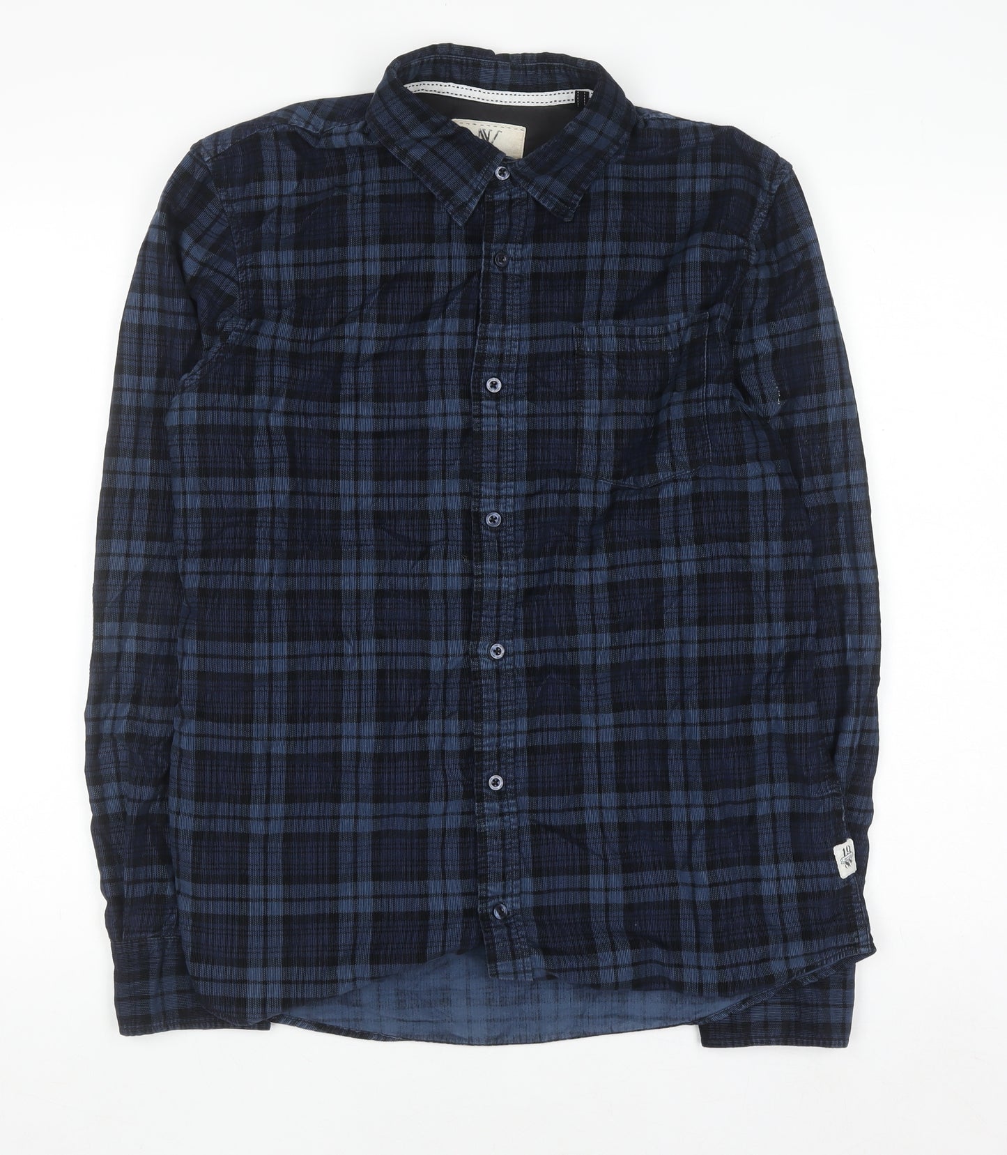 Nevada Men's Blue Check Long Sleeve Cotton Button-Up Shirt Size M