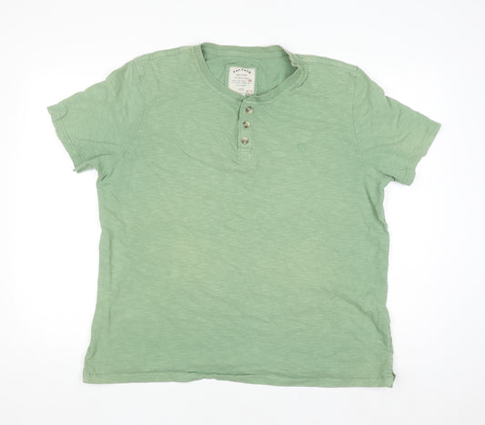 Fat Face Men's Green Henley Short Sleeve T-Shirt 2XL Regular Fit