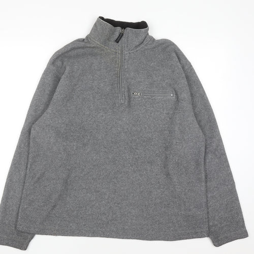 GAP Mens Grey 1/4 Zip Fleece Sweatshirt L Regular Fit Winter Top