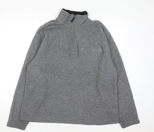 GAP Mens Grey 1/4 Zip Fleece Sweatshirt L Regular Fit Winter Top