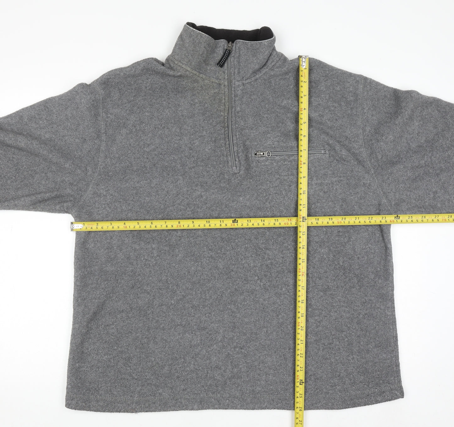 GAP Mens Grey 1/4 Zip Fleece Sweatshirt L Regular Fit Winter Top