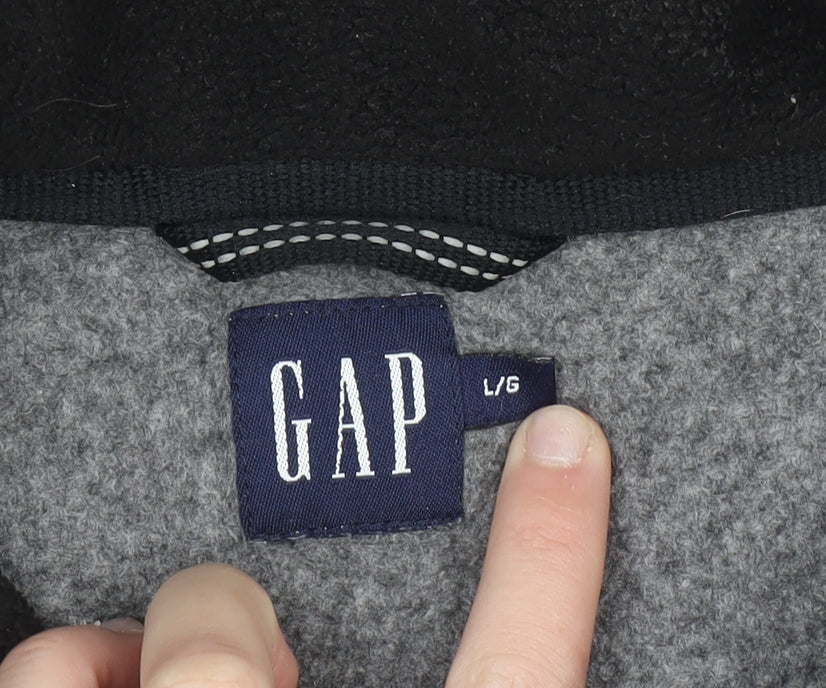 GAP Mens Grey 1/4 Zip Fleece Sweatshirt L Regular Fit Winter Top