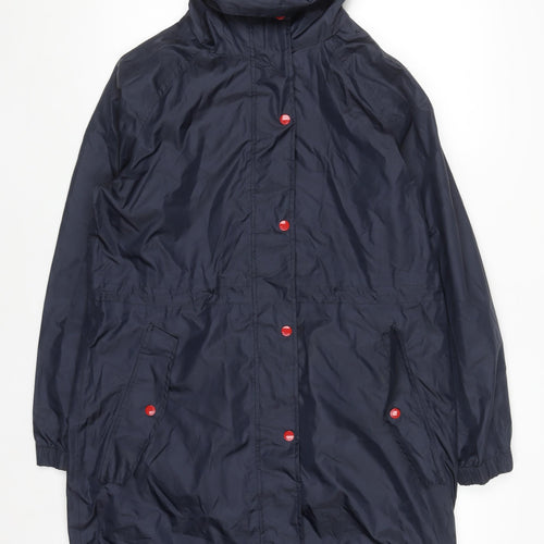 Joules Womens Blue Waterproof Hooded Rain Coat UK 12 Long Lightweight
