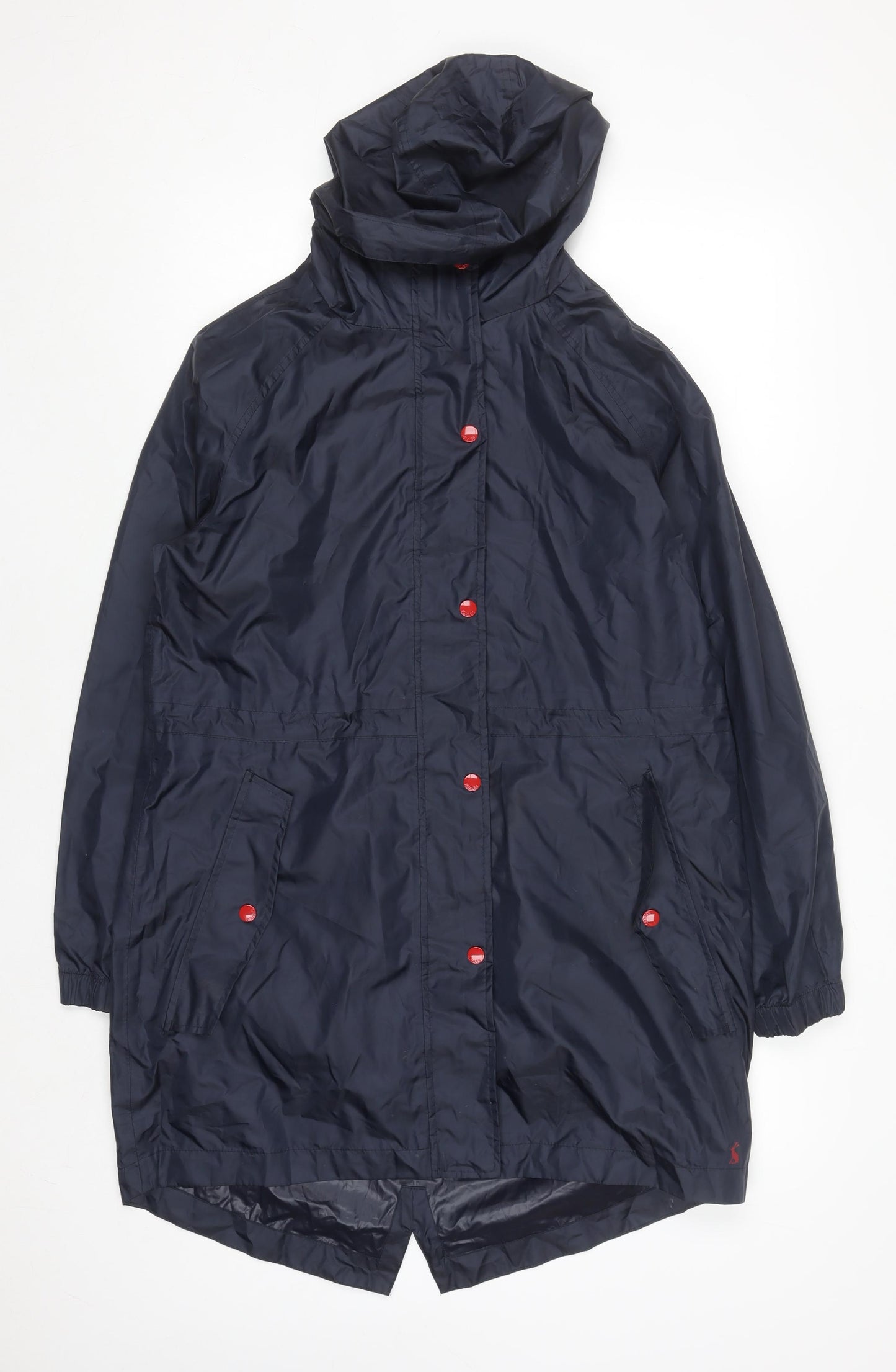 Joules Womens Blue Waterproof Hooded Rain Coat UK 12 Long Lightweight