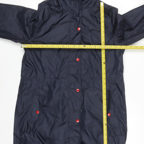 Joules Womens Blue Waterproof Hooded Rain Coat UK 12 Long Lightweight
