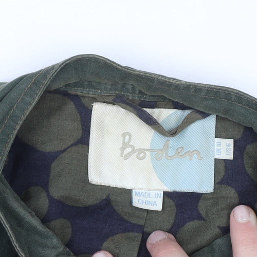 Boden Women’s Green Waxed Cotton Belted Utility Jacket UK 10