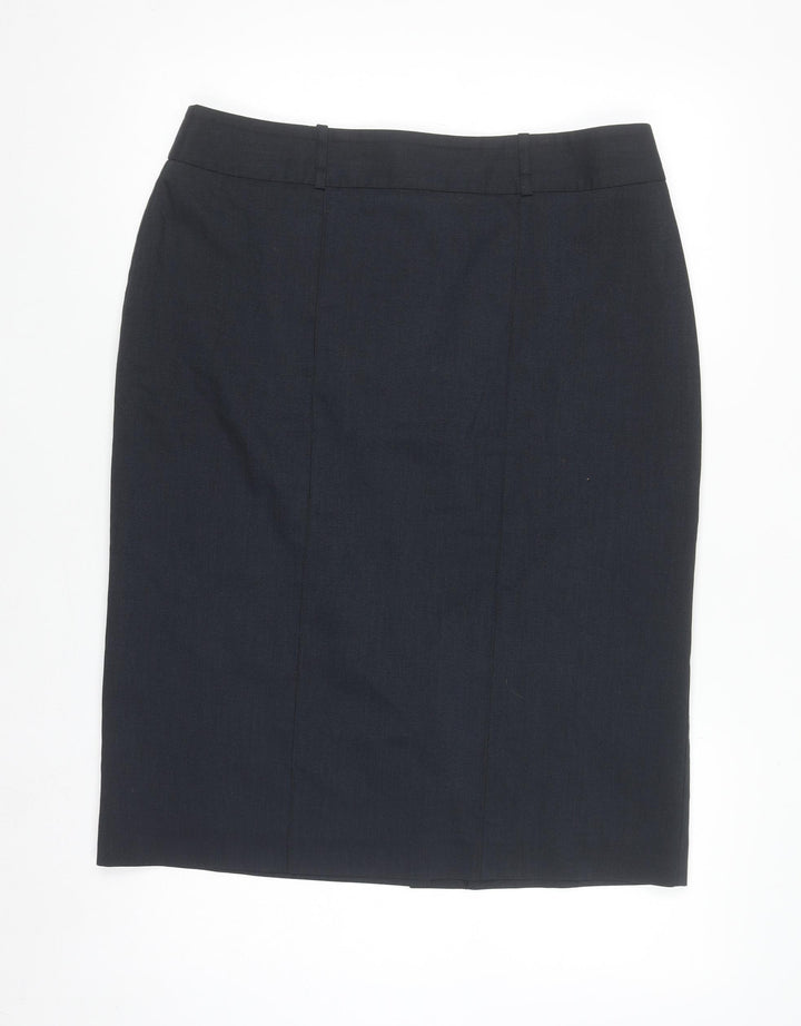 ICONA Women’s Black Knee Length Pencil Skirt Size 14 Workwear