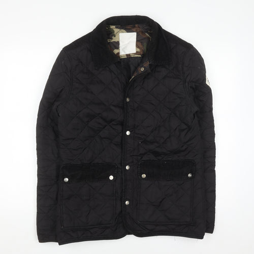 Fabric Black Quilted Mid-Length Lightweight Jacket Size S