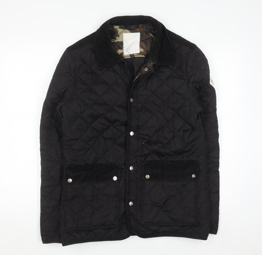 Fabric Black Quilted Mid-Length Lightweight Jacket Size S
