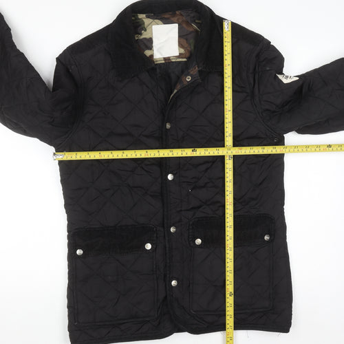 Fabric Black Quilted Mid-Length Lightweight Jacket Size S