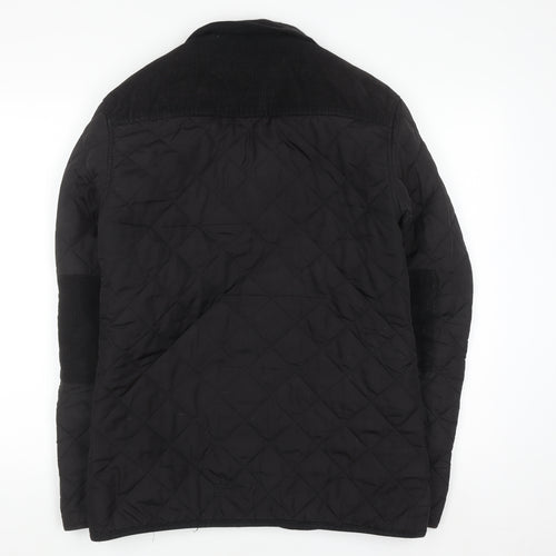 Fabric Black Quilted Mid-Length Lightweight Jacket Size S