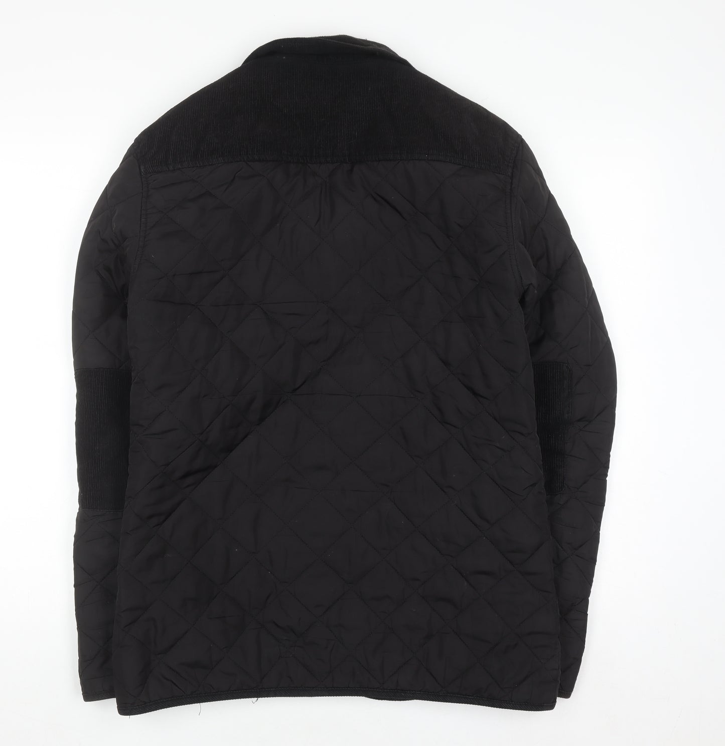 Fabric Black Quilted Mid-Length Lightweight Jacket Size S