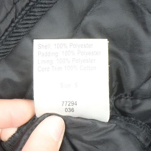 Fabric Black Quilted Mid-Length Lightweight Jacket Size S