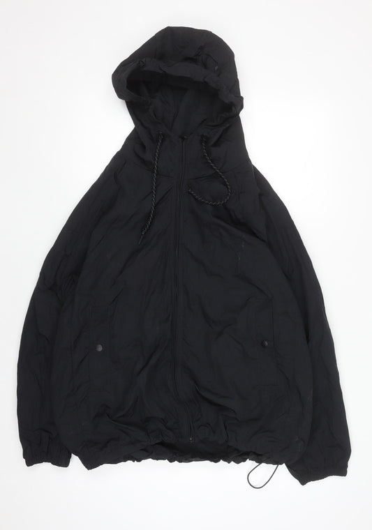 Next Women's Black Hooded Shower Resistant Rain Jacket Size 18