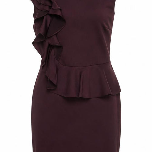Ted Baker Women's Brown Ruffle Sheath Sleeveless Dress UK 8