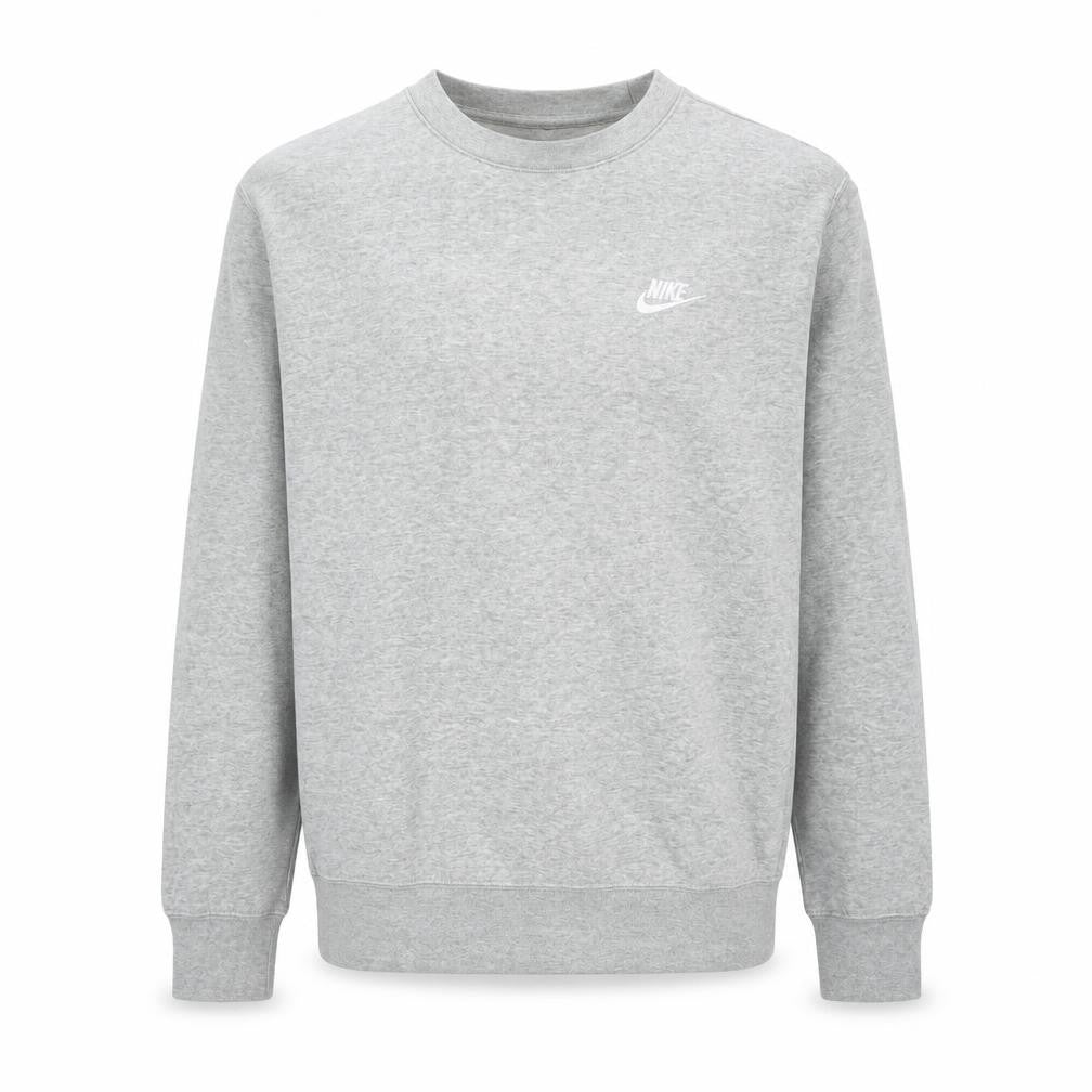Front view of Nike Men's Grey Crew Neck Pullover Sweatshirt, size S