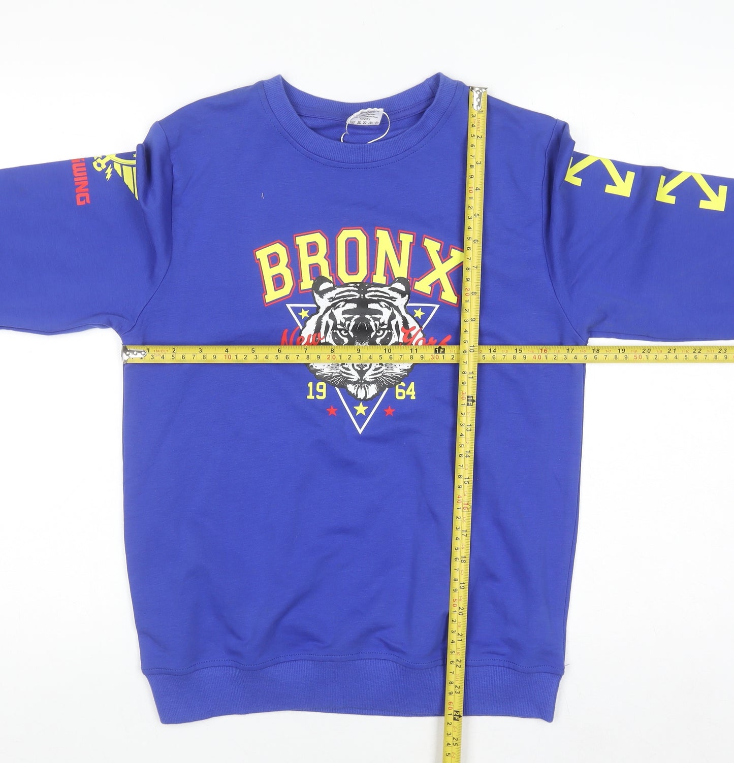 COMFISH Teens Blue Bronx Graphic Print Pullover Sweatshirt 164