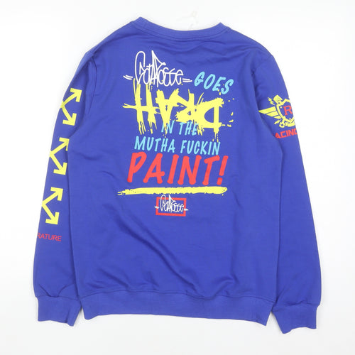 COMFISH Teens Blue Bronx Graphic Print Pullover Sweatshirt 164