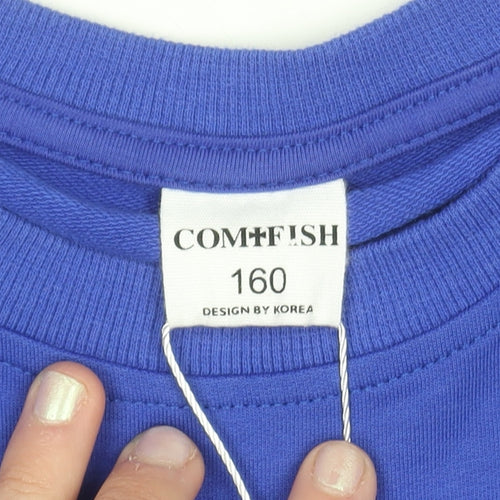 COMFISH Teens Blue Bronx Graphic Print Pullover Sweatshirt 164