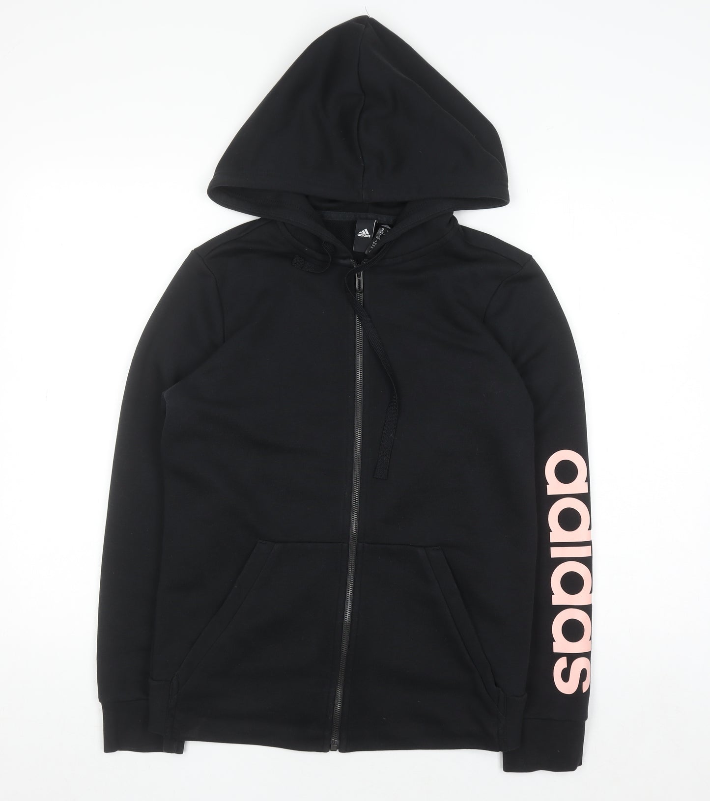 Adidas Womens Black Full Zip Hoodie Size M 12-14 Cotton Blend