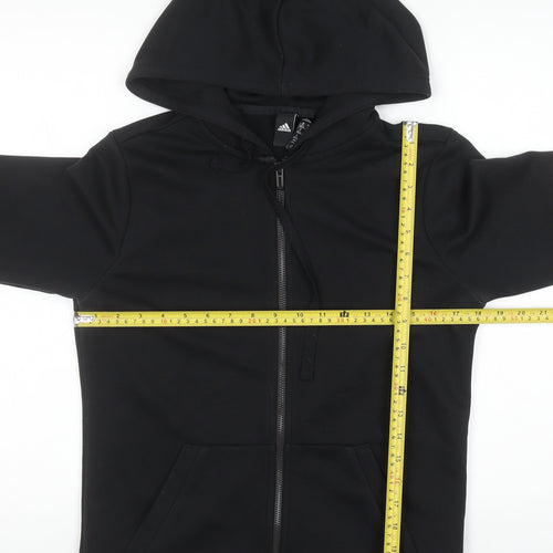 Adidas Womens Black Full Zip Hoodie Size M 12-14 Cotton Blend