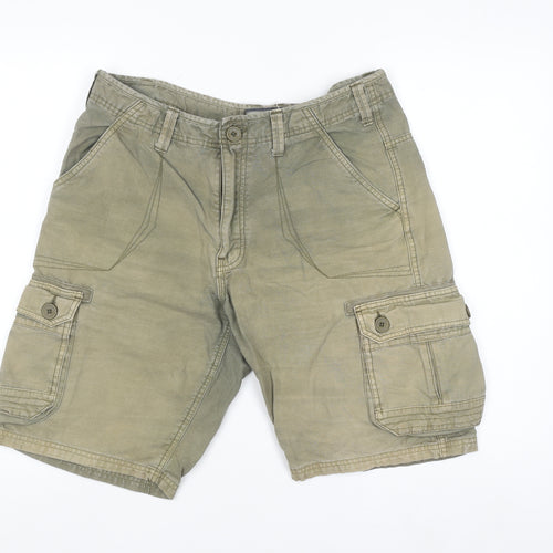 Brave Soul Men's Beige Cargo Shorts Medium Canvas Cotton Casual