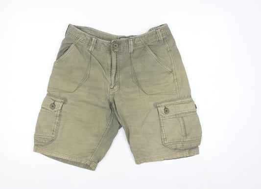 Brave Soul Men's Beige Cargo Shorts Medium Canvas Cotton Casual