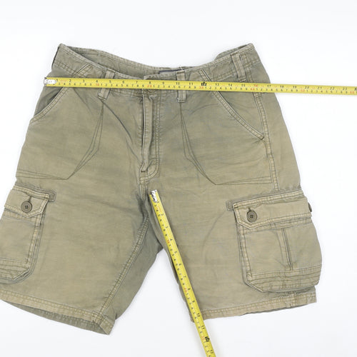 Brave Soul Men's Beige Cargo Shorts Medium Canvas Cotton Casual