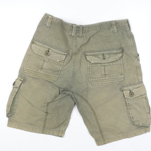 Brave Soul Men's Beige Cargo Shorts Medium Canvas Cotton Casual